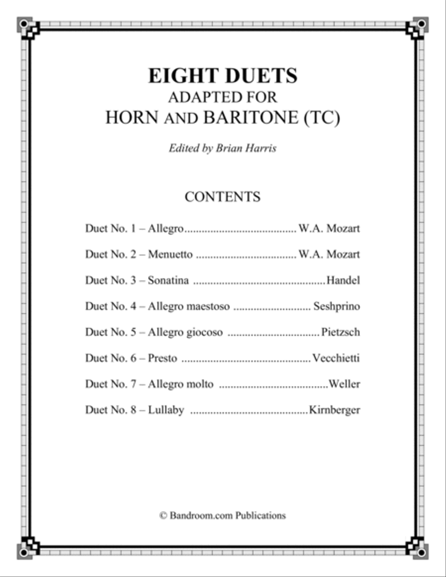 EIGHT DUETS ADAPTED FOR HORN AND BARITONE (TC)