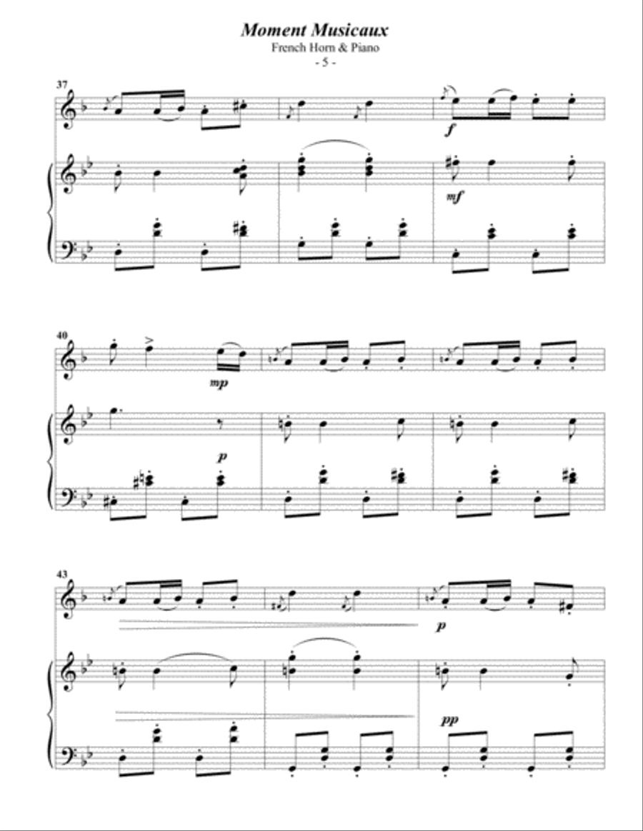 Schubert: Moment Musicaux for French Horn & Piano Horn scores gallery preview page 5
