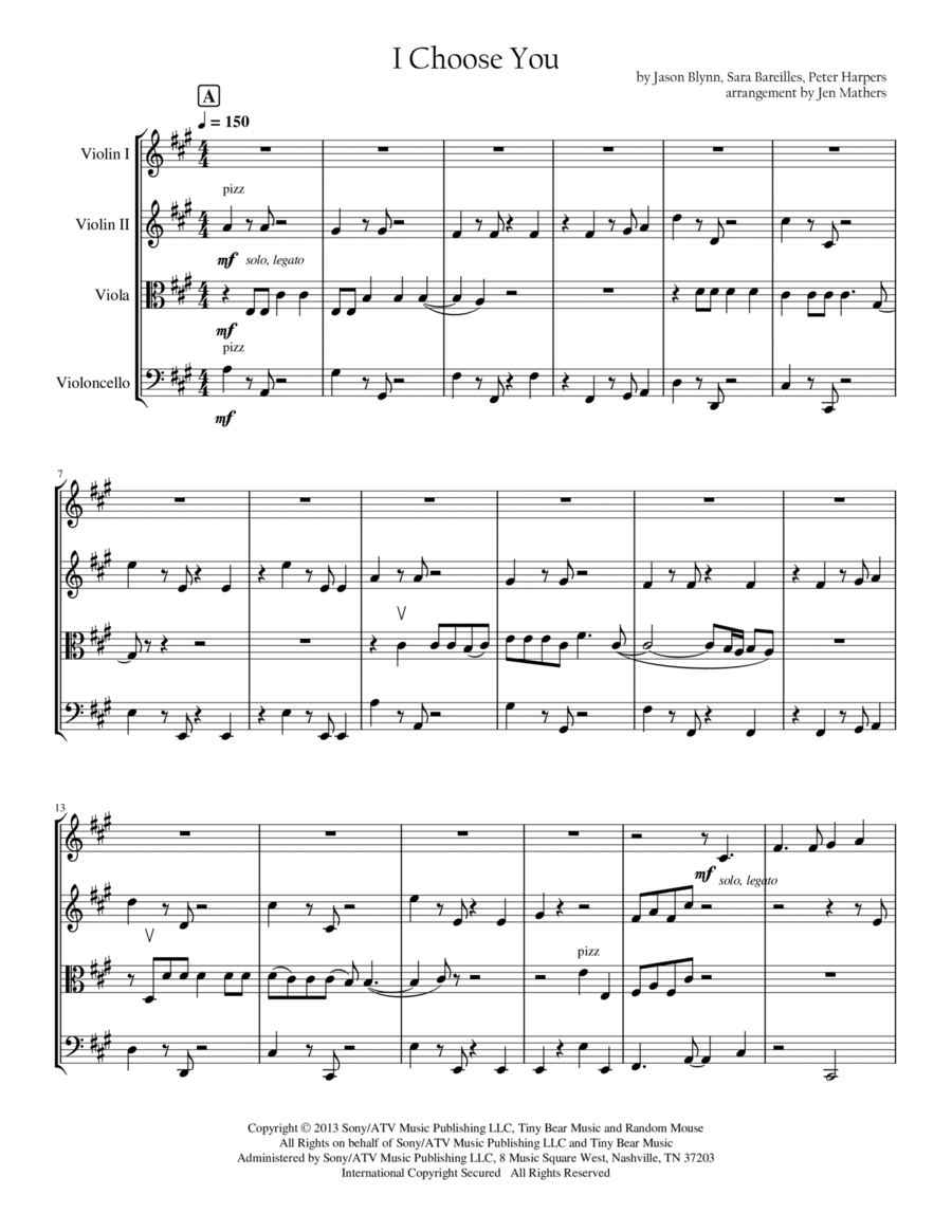 I Choose You String Quartet scores gallery preview page 1