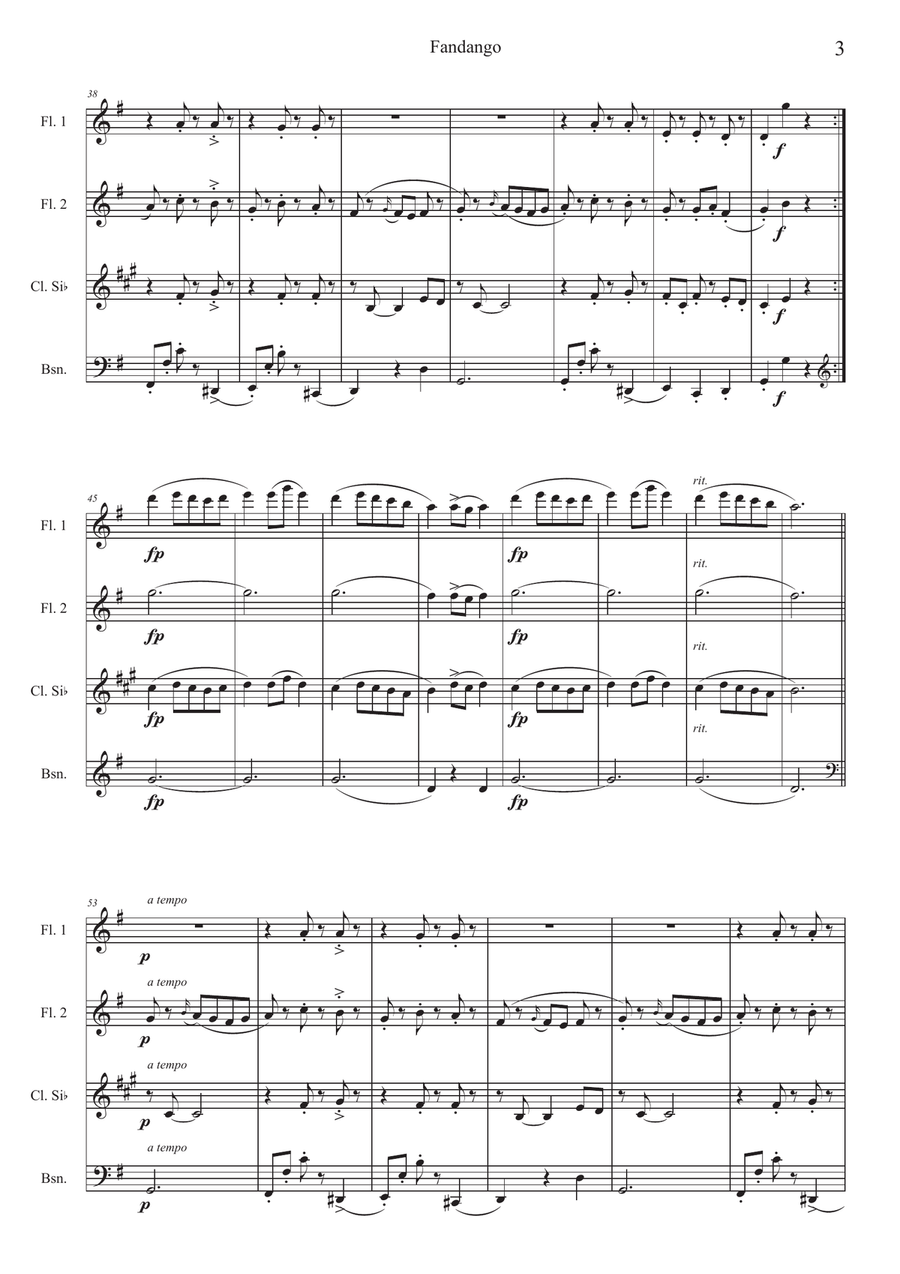Spanish Dance n°3 Fandango Woodwind Trio scores gallery preview page 4