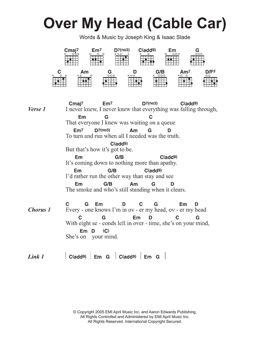 Over My Head (Cable Car) Acoustic Guitar scores gallery preview page 1