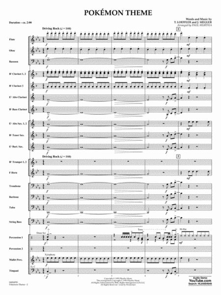 Pokémon Theme by Paul Murtha Concert Band - Sheet Music