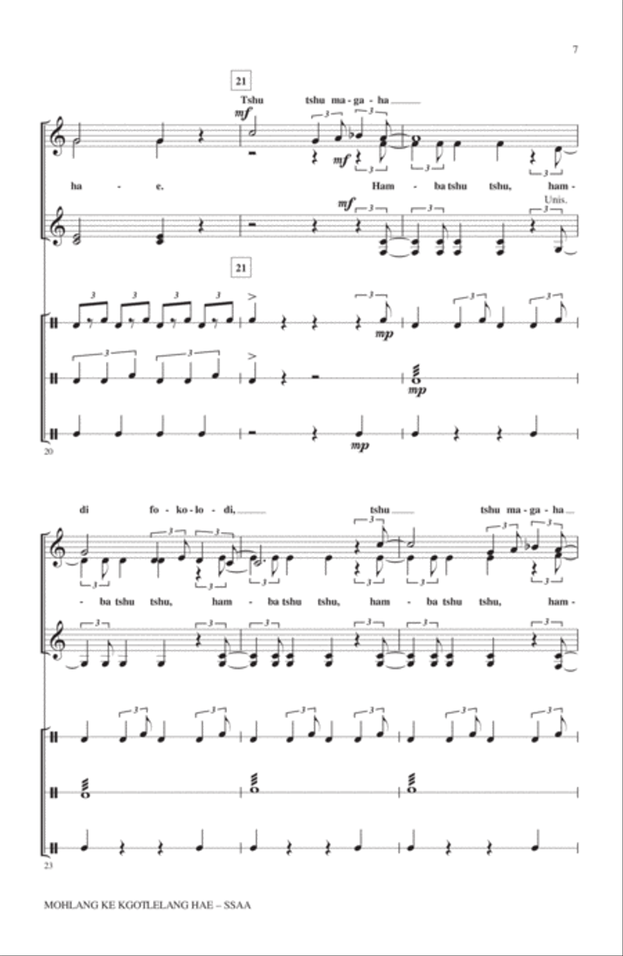Mohlang Ke Kgotlelang Hae (When I Return Home) SSA scores gallery preview page 4