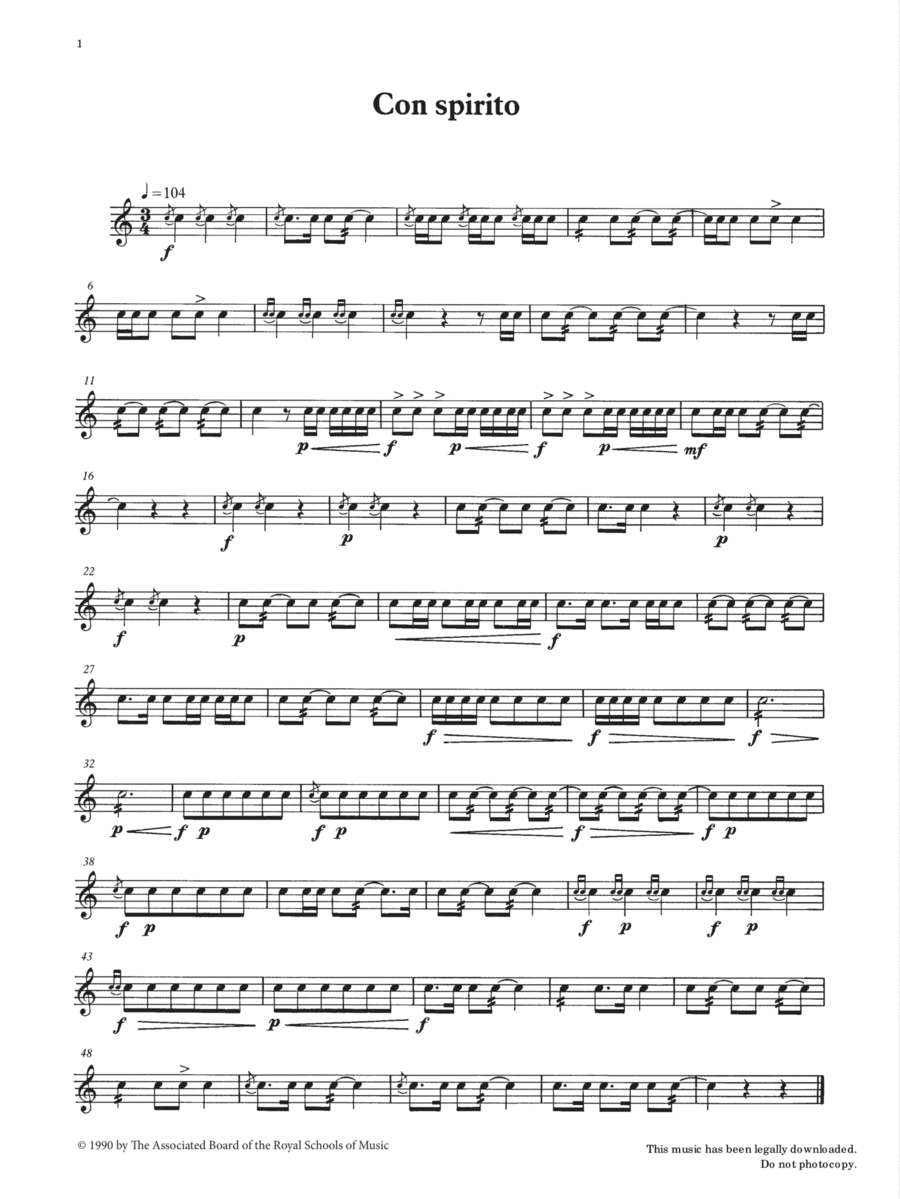 Con spirito from Graded Music for Snare Drum, Book II Percussion scores gallery preview page 1