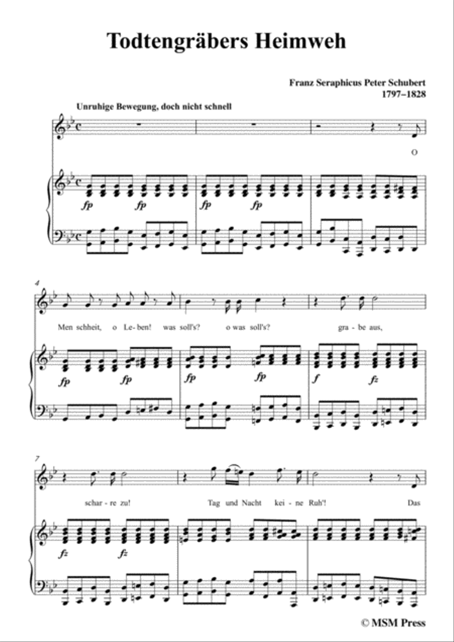 Schubert-Todtengräbers Heimweh,in g minor,for Voice&Piano Voice scores gallery preview page 3