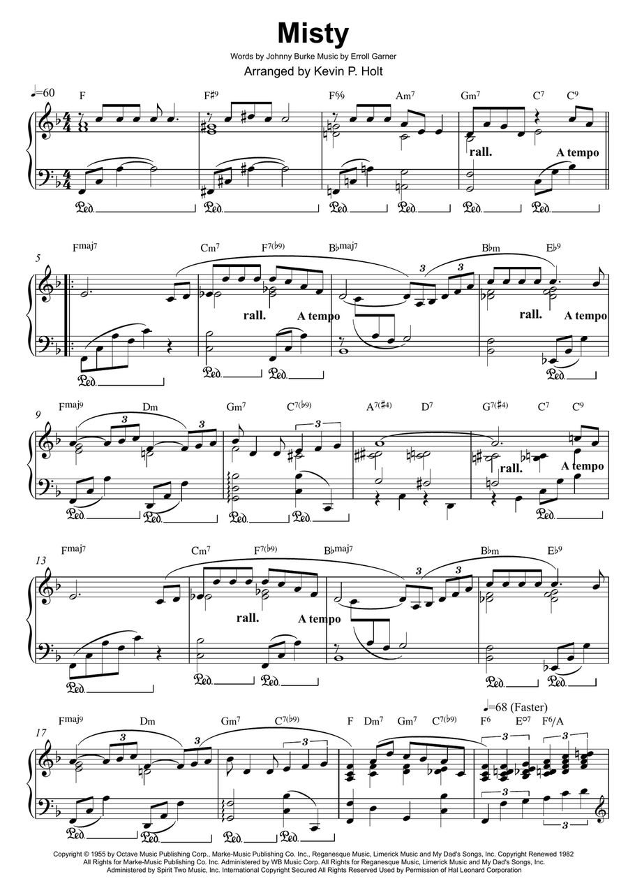 Misty Piano Solo scores gallery preview page 1