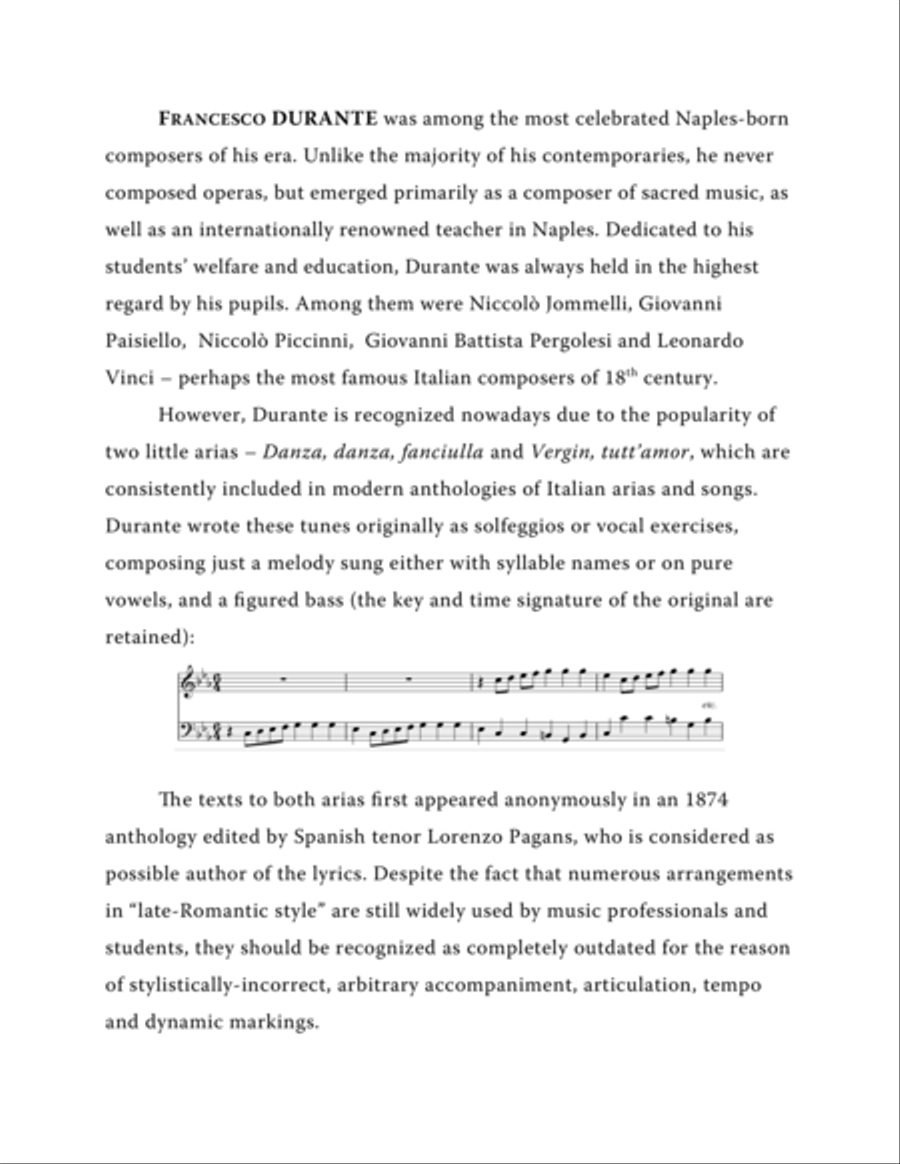 DURANTE Francesco: Danza, danza, fanciulla, arietta, arranged for Voice and Piano (A minor) Small Ensemble scores gallery preview page 2