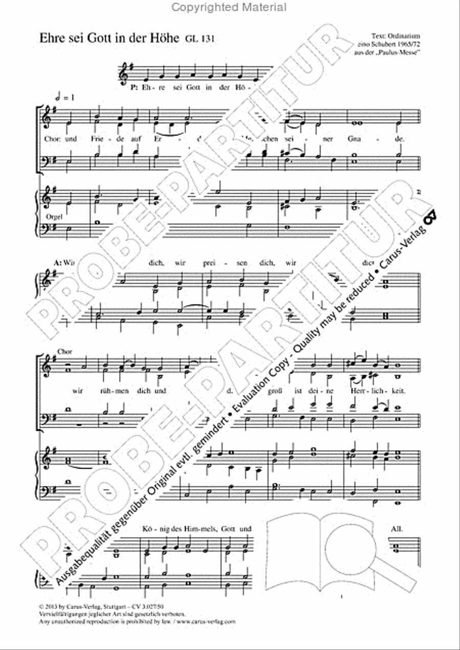 Glory to god in the highest (Ehre sei Gott in der Hohe) SSA scores gallery preview page 2