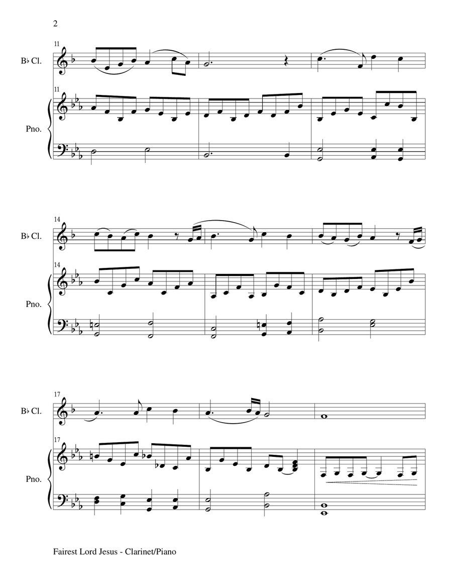 FAIREST LORD JESUS (Bb Clarinet/Piano and Clar Part) B-Flat Clarinet scores gallery preview page 2