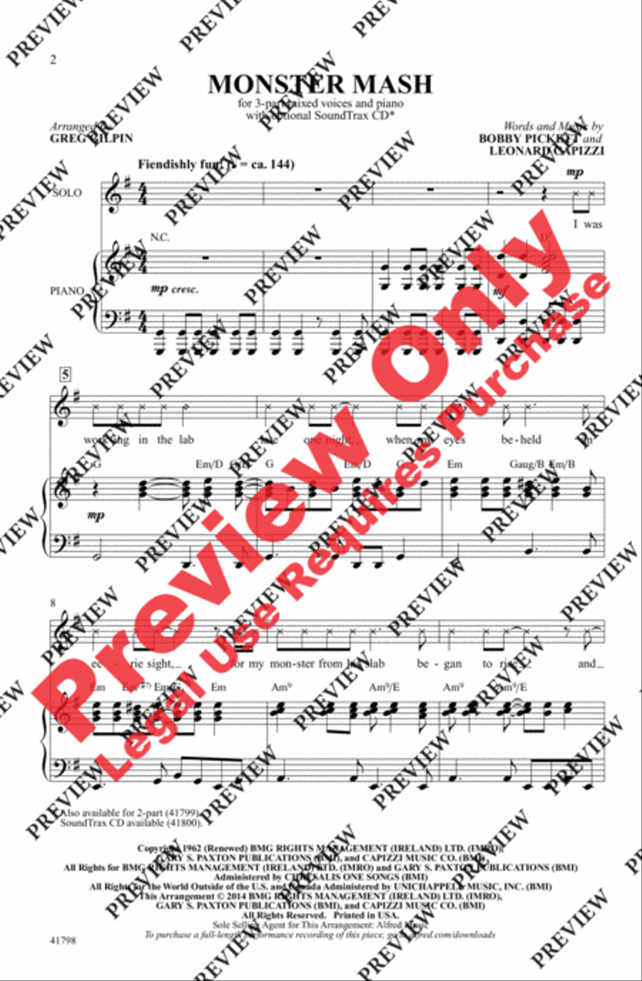Monster Mash - SoundTrax CD (CD only) Choir scores gallery preview page 2