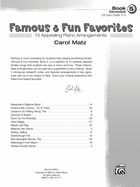 Famous & Fun Favorites, Book 5