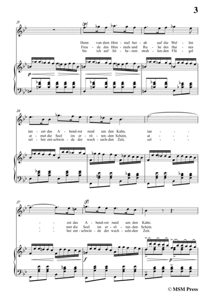 Schubert-Auf dem Wasser zu singen in B flat Major, for Voice and Piano image number null
