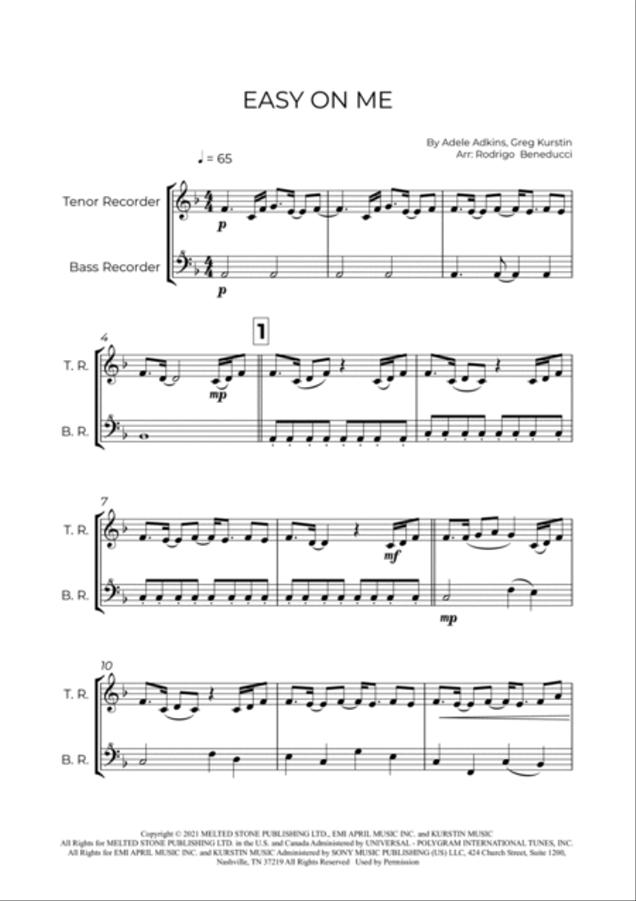 Easy On Me Woodwind Duet scores gallery preview page 2