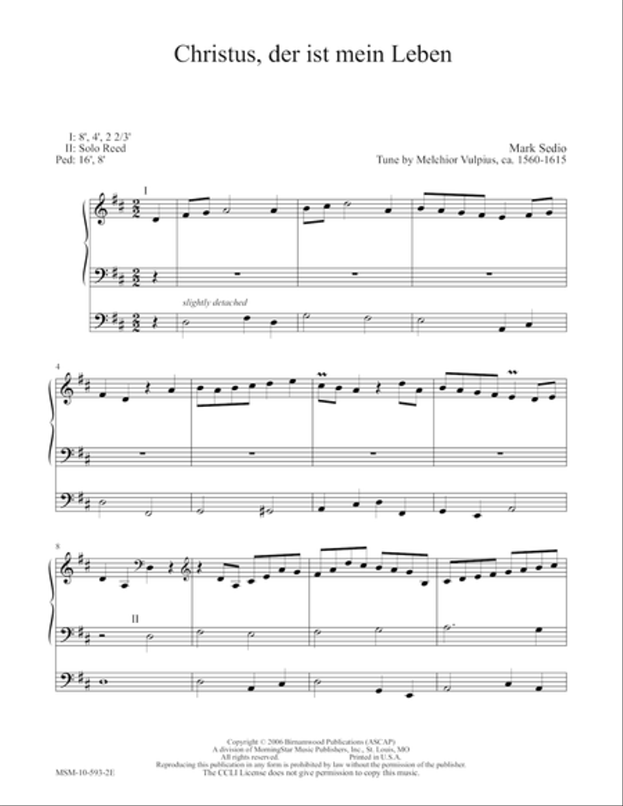 Christus, der ist mein Leben Organ scores gallery preview page 1
