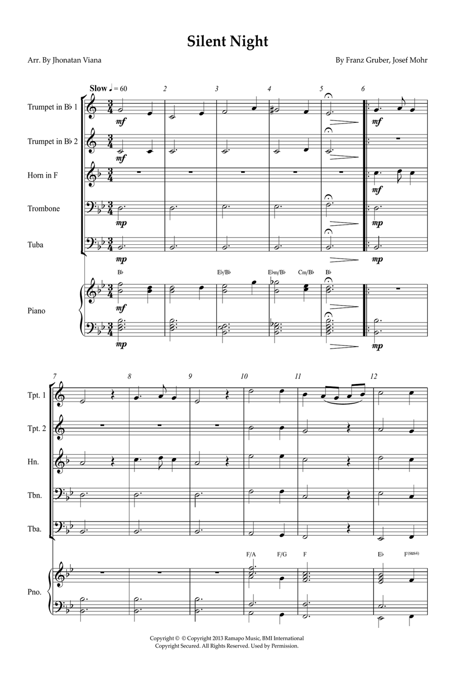 Silent Night Small Ensemble scores gallery preview page 1