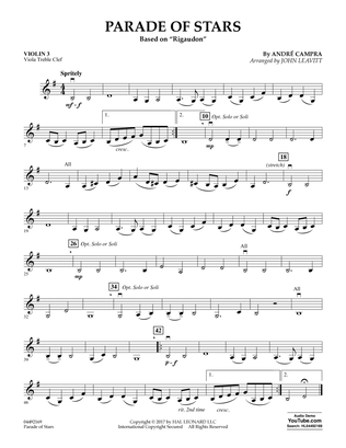 Book cover for Parade of Stars - Violin 3 (Viola Treble Clef)