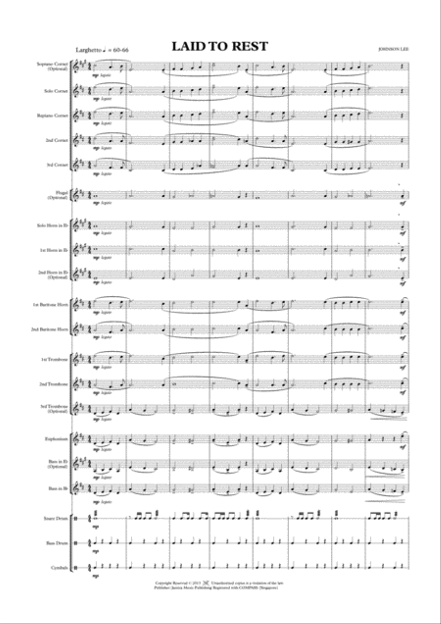 Book cover for LAID TO REST - Brass Band