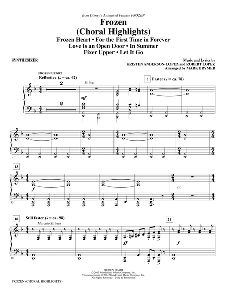 Frozen (Choral Highlights) (arr. Mark Brymer) - Synthesizer