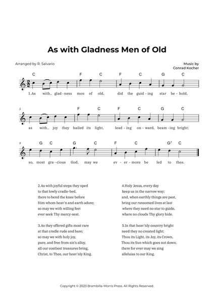 As with Gladness Men of Old (Key of C Major) image number null