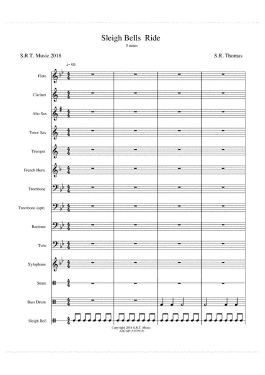 Sleigh Bells Ride Sleigh Bells Ride Concert Band scores gallery preview page 1