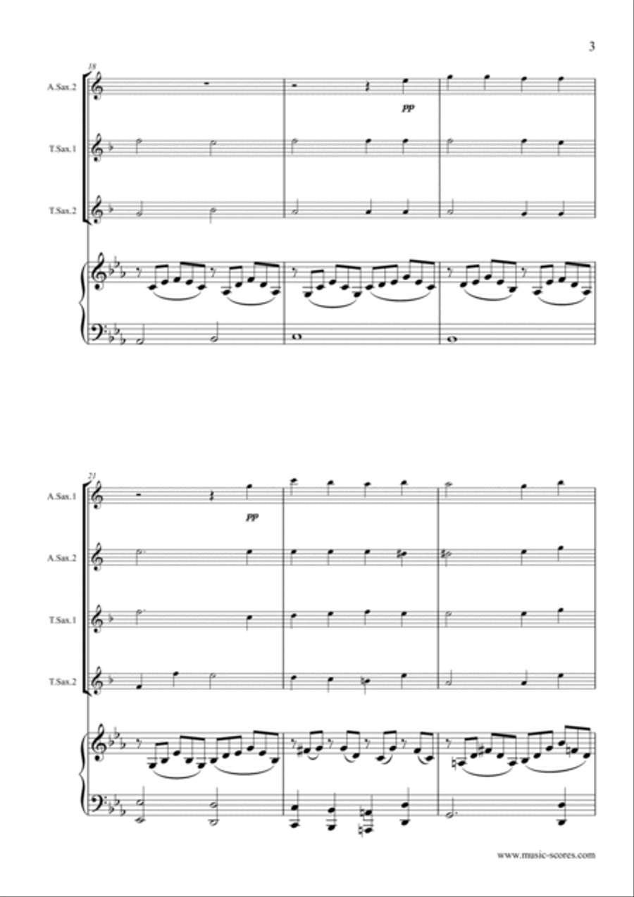 Cantique de Jean Racine - 2 Alto Saxes, 2 Tenor Saxes and Piano Woodwind Duet scores gallery preview page 3