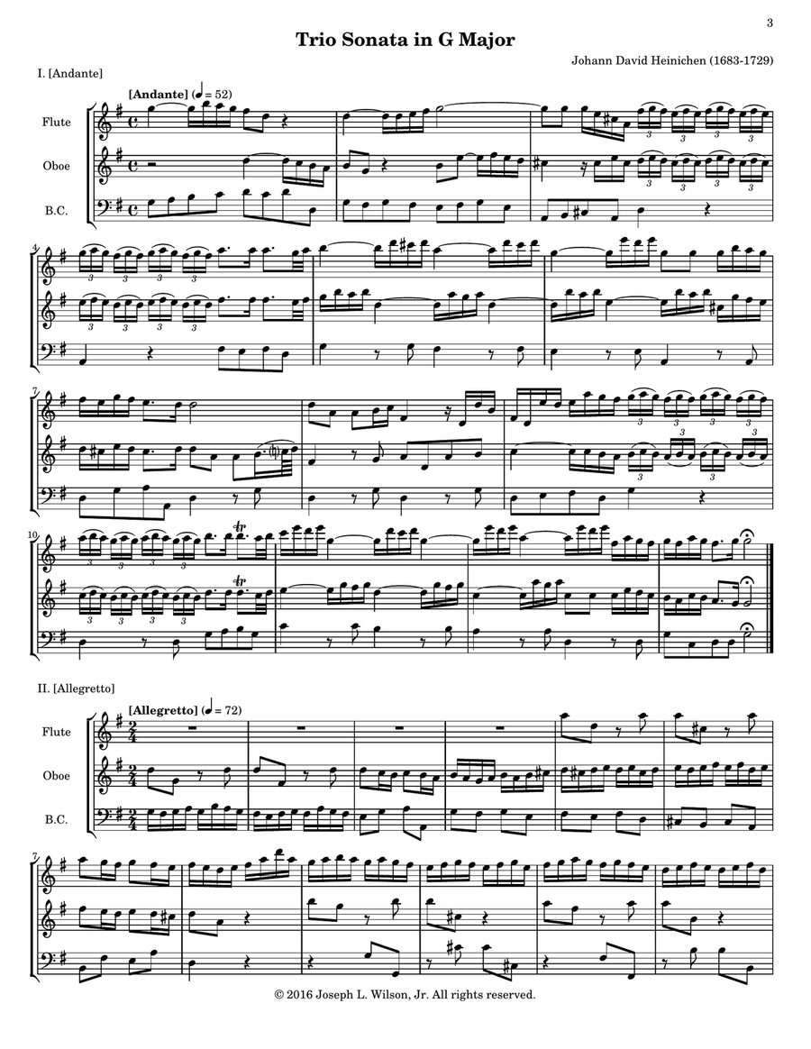 Heinichen Trio Sonata in G Major, S. 243 Heinichen Trio Sonata in G Major, S. 243 Small Ensemble scores gallery preview page 3