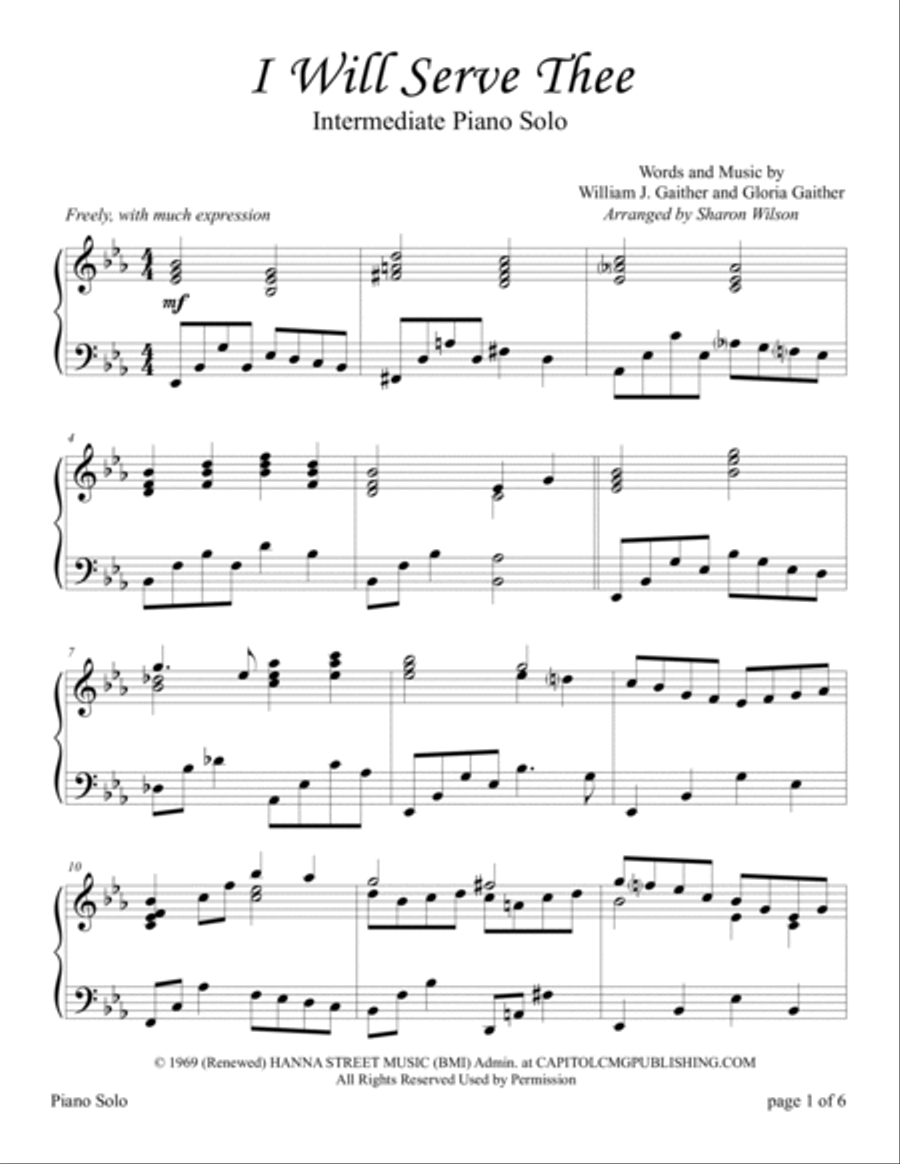I Will Serve Thee Piano Solo scores gallery preview page 3