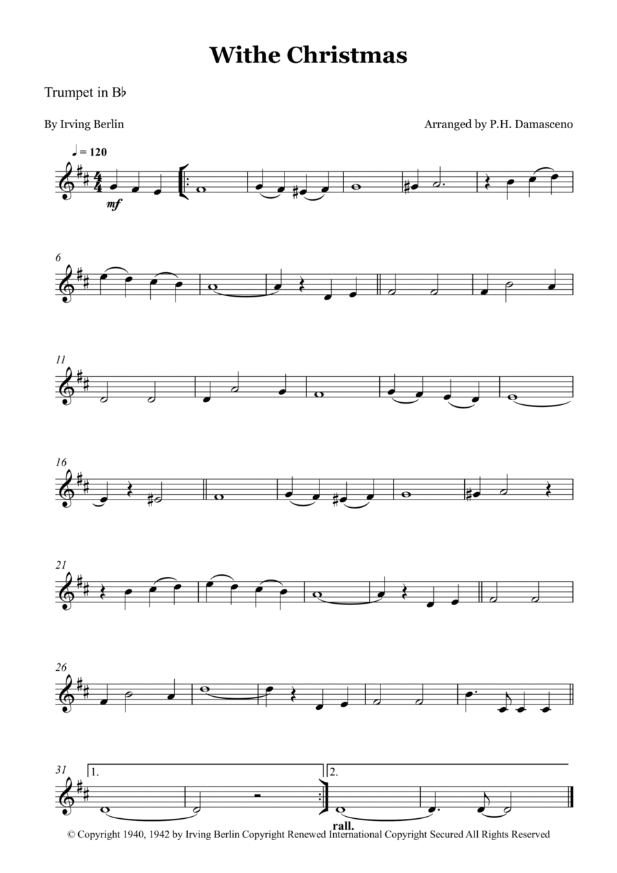 White Christmas Trumpet Solo scores gallery preview page 1