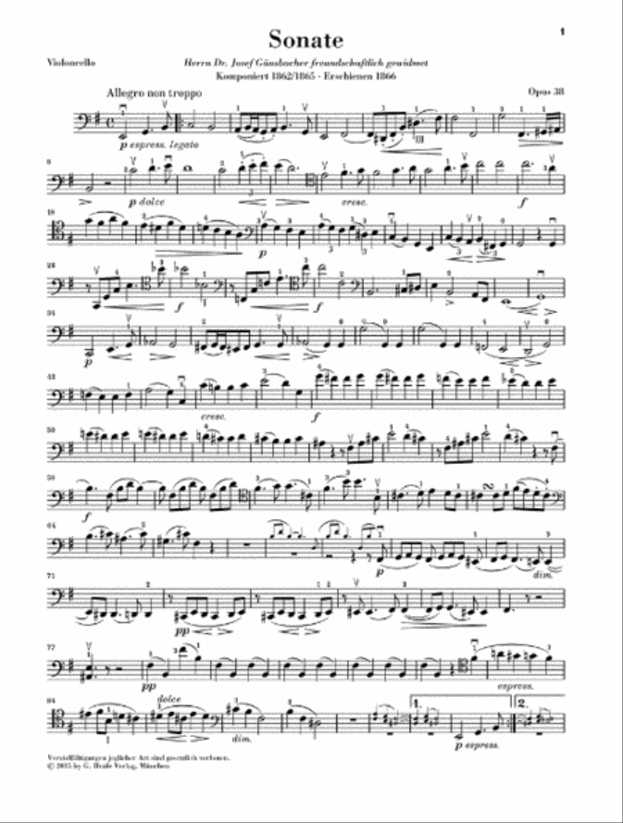 Sonata for Piano and Violoncello in E Minor, op. 38