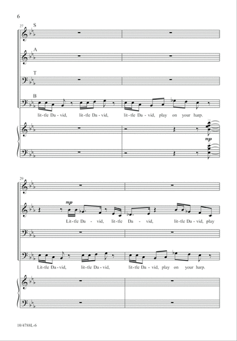 Little David, Play on Your Harp 4-Part scores gallery preview page 6