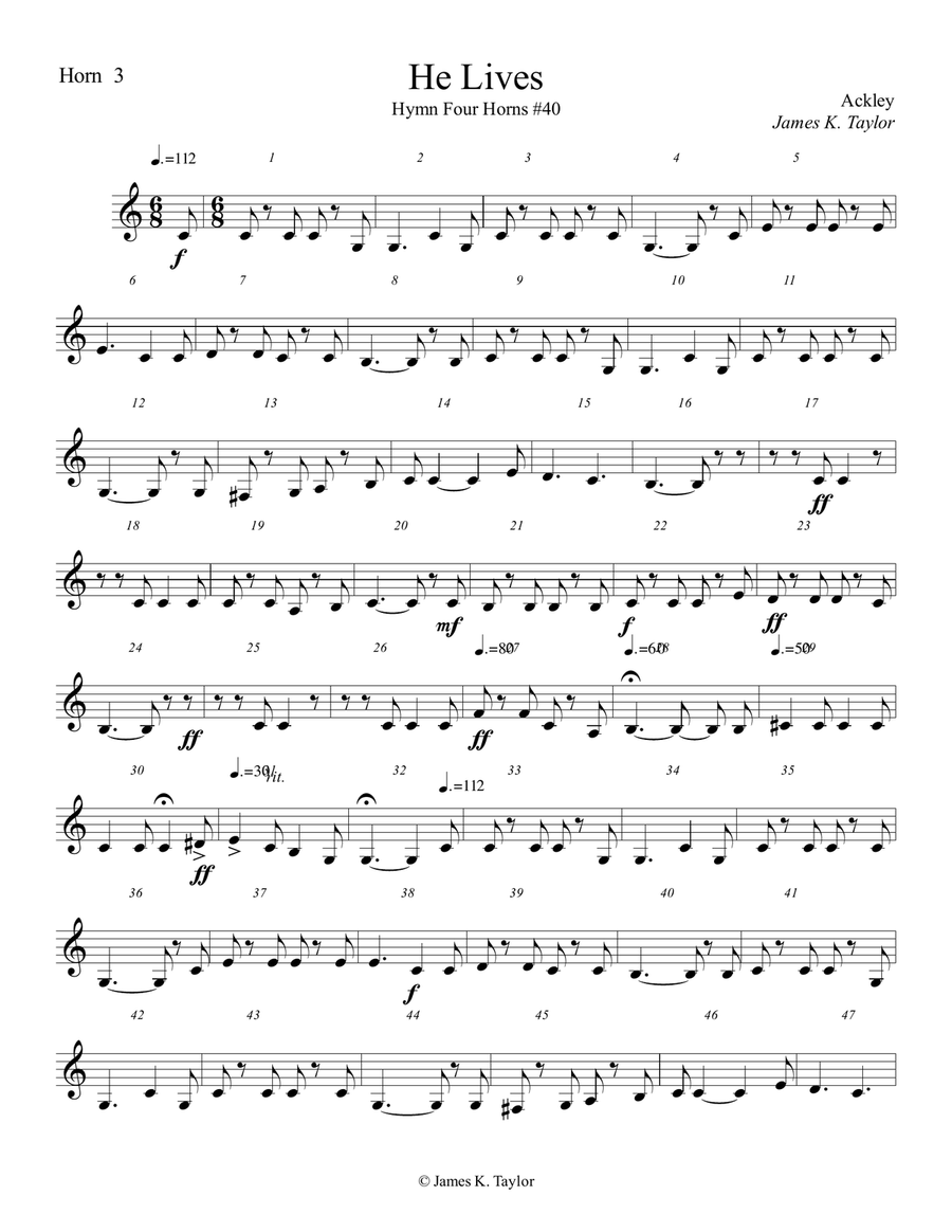 He Lives (Hymn Four Horns #40) Brass Ensemble scores gallery preview page 5