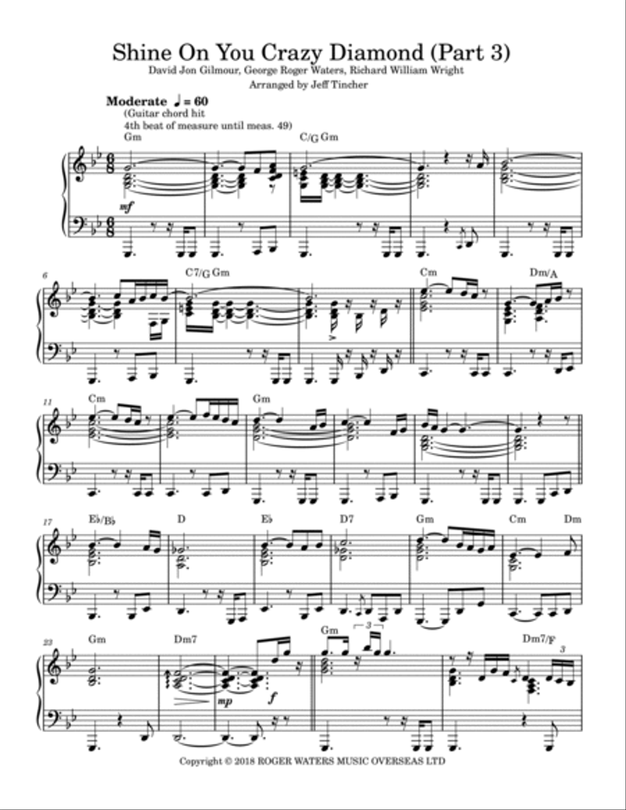 Shine On You Crazy Diamond (Part 3) Piano Solo scores gallery preview page 2