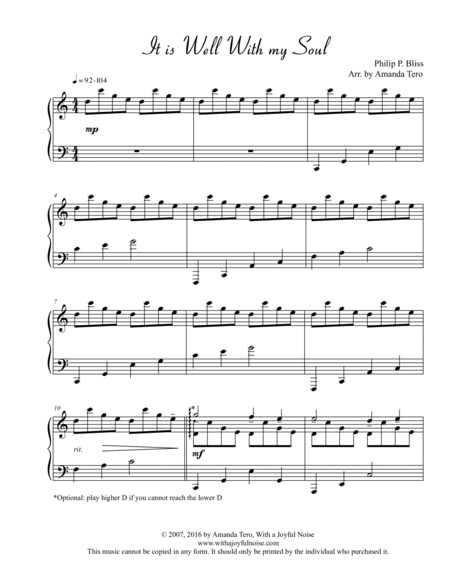 It Is Well With My Soul – Late Intermediate/Early Advanced Piano Solo image number null
