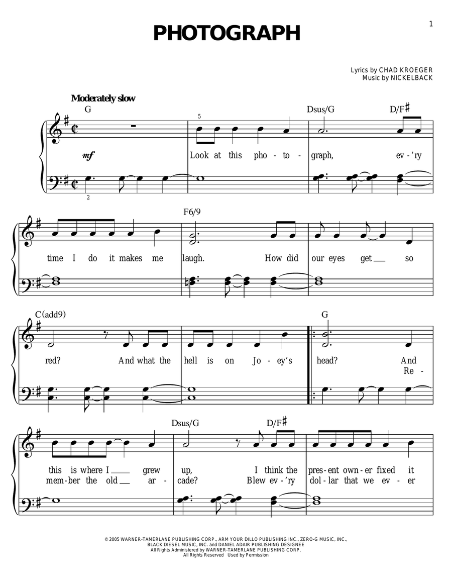 Photograph Easy Piano scores gallery preview page 1