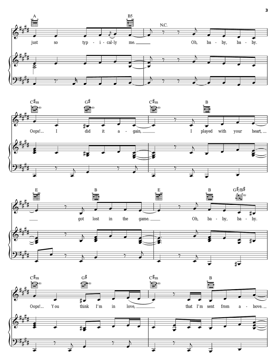 Oops!...I Did It Again Piano, Vocal, Guitar scores gallery preview page 3
