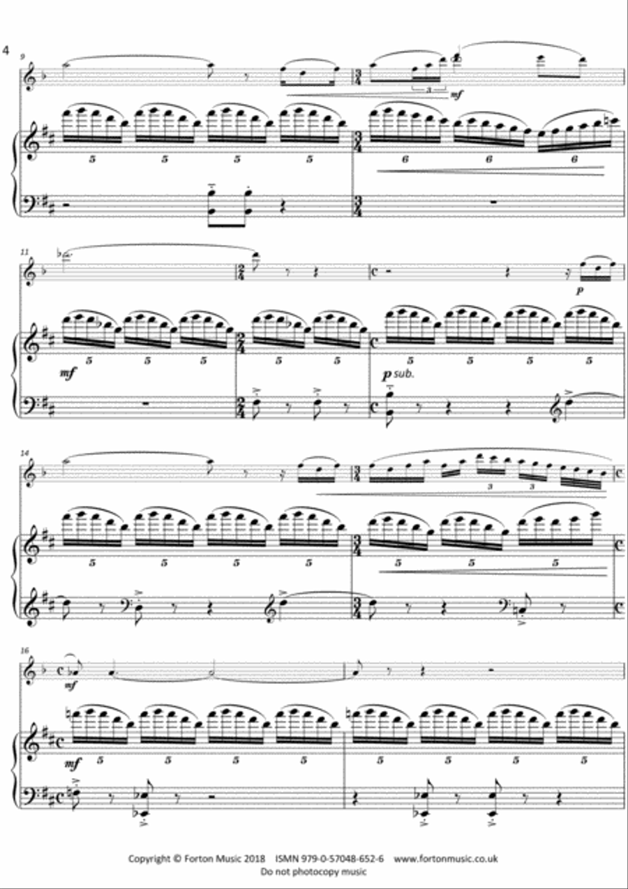 Sonata for Oboe d'Amore and Piano Piano Accompaniment scores gallery preview page 4