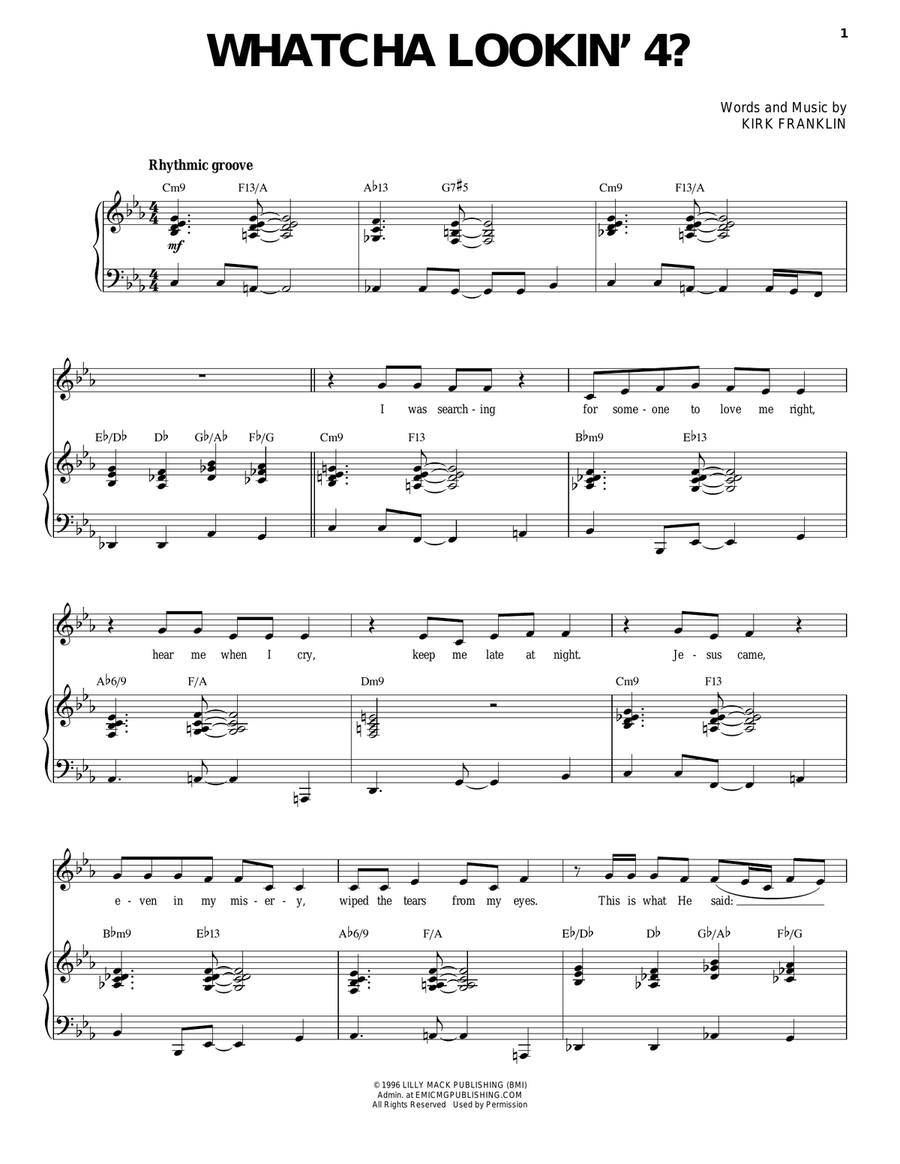 Whatcha Lookin' 4? Whatcha Lookin' 4? Piano, Vocal, Guitar scores gallery preview page 1