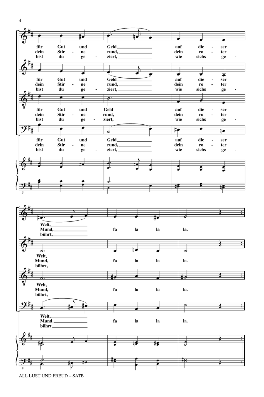 All Lust Und Freud (All Desire And Joy) 4-Part scores gallery preview page 2
