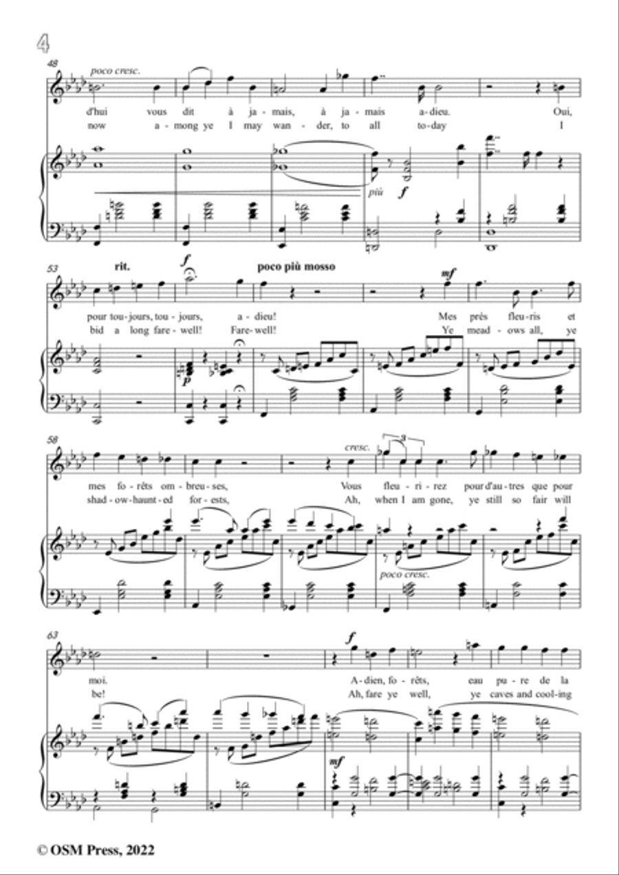 Tchaikovsky-Adieu,forêts,from Jeanne D'arc,in E flat Major,for Voice and Pinao Voice scores gallery preview page 6