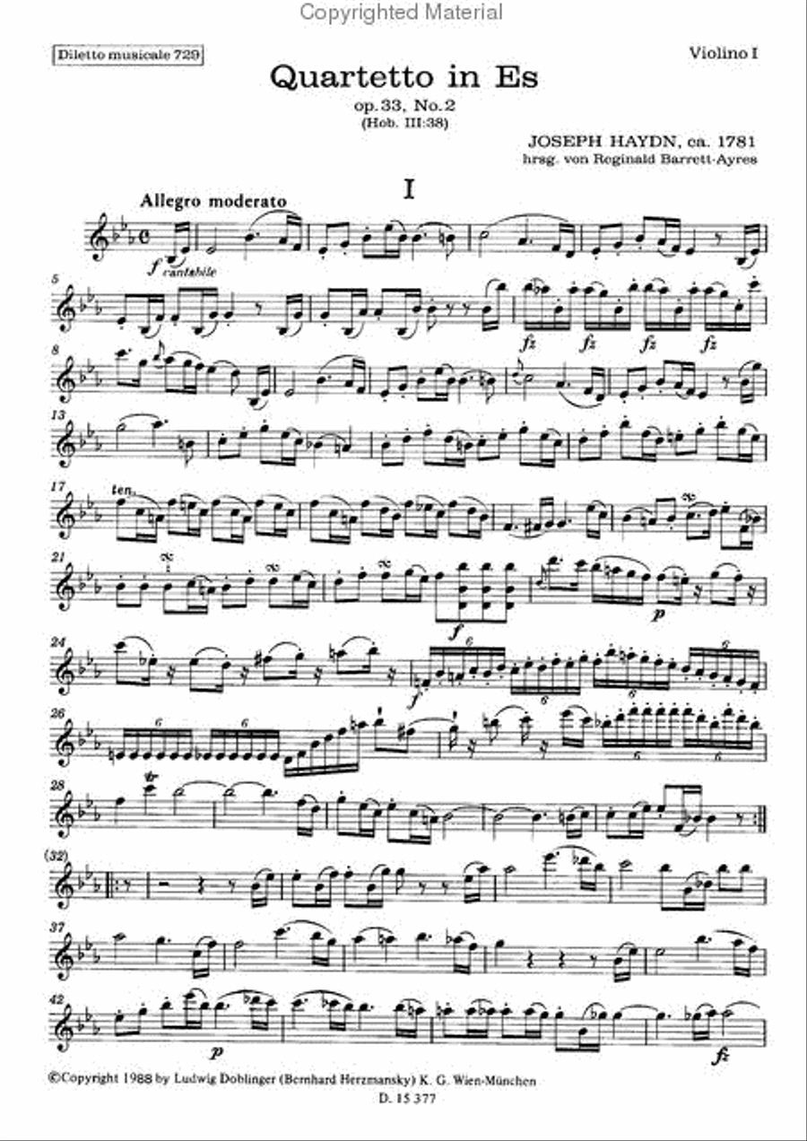 Streichquartett Es-Dur op. 33 / 2 String Quartet scores gallery preview page 2
