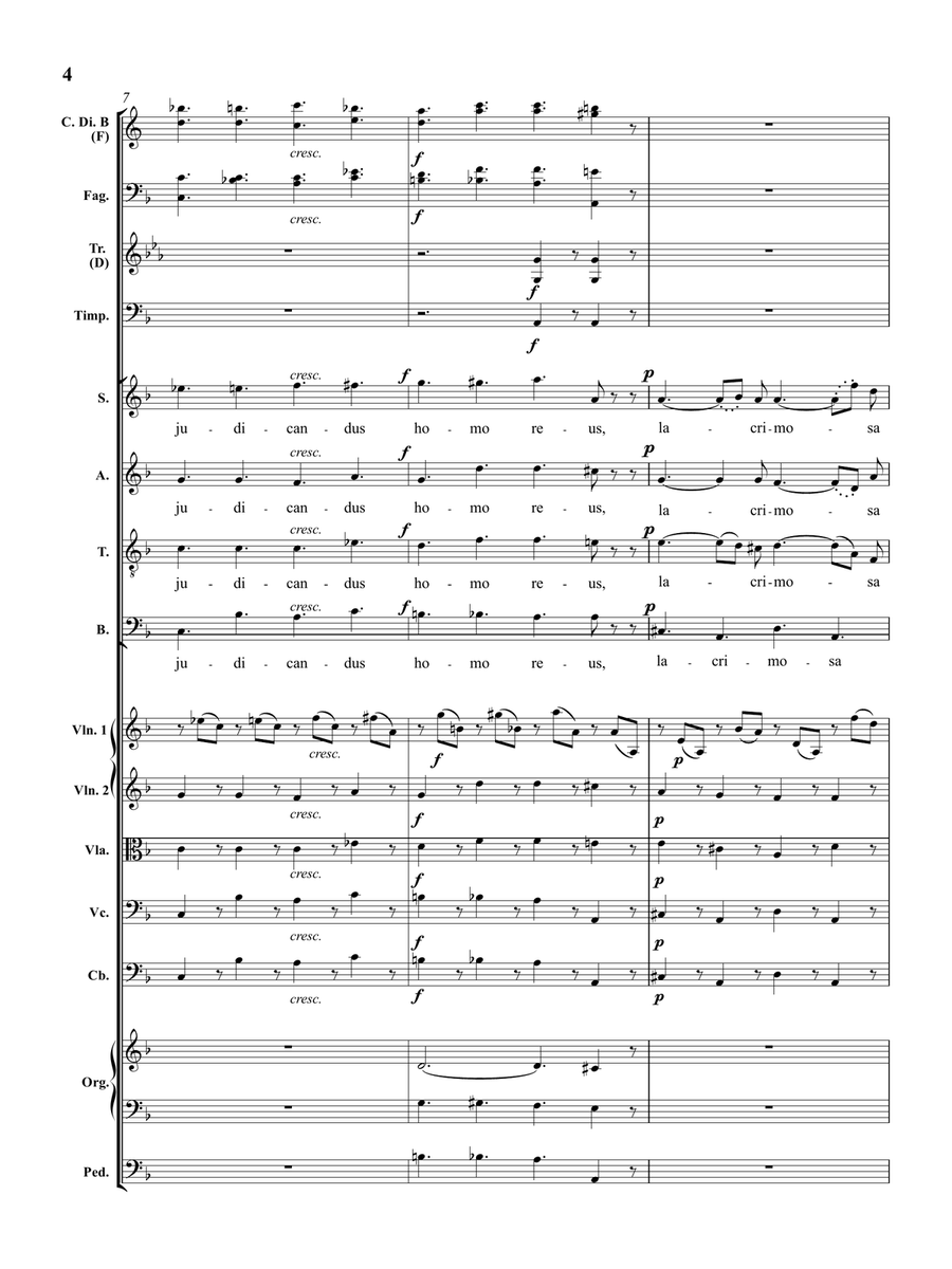 Lacrimosa Dies Illa for SATB choir and Orchestra (from Requiem in D minor, K. 626) 4-Part scores gallery preview page 5