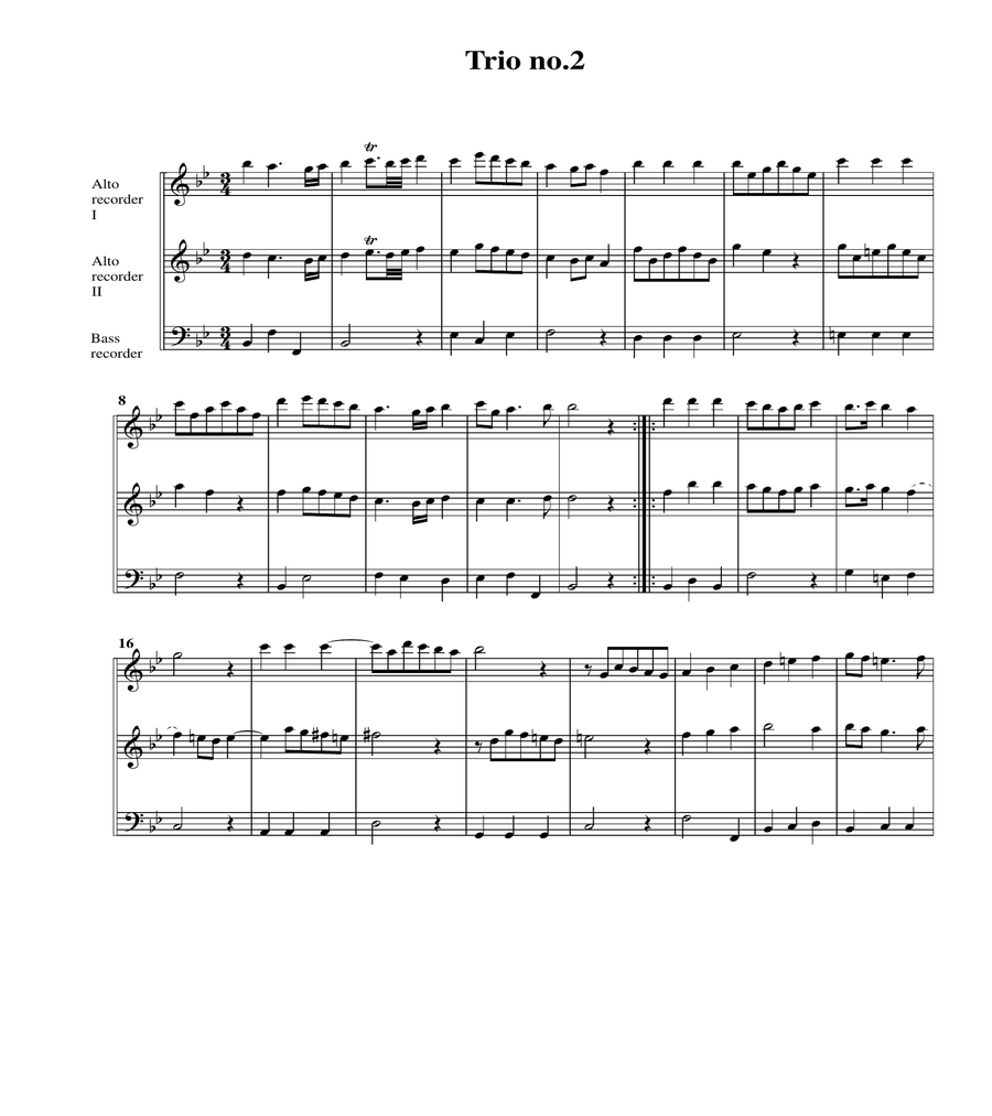 11 trios for organ (Arrangements for 3 recorders (AAB)) - Score Only