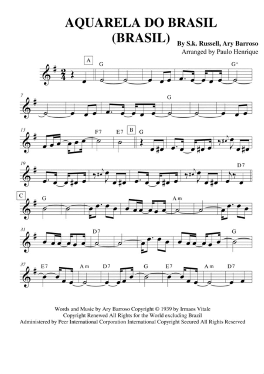 Aquarela Brasileira (aquarela Do Brasil) (brasil) Piano scores gallery preview page 2