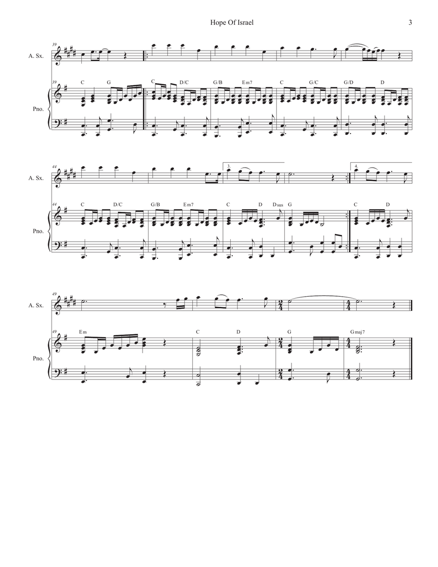 Hope Of Israel Alto Saxophone scores gallery preview page 3