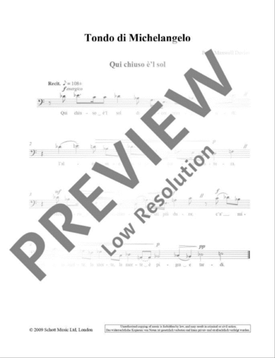 Tondo di Michelangelo Baritone Voice scores gallery preview page 6