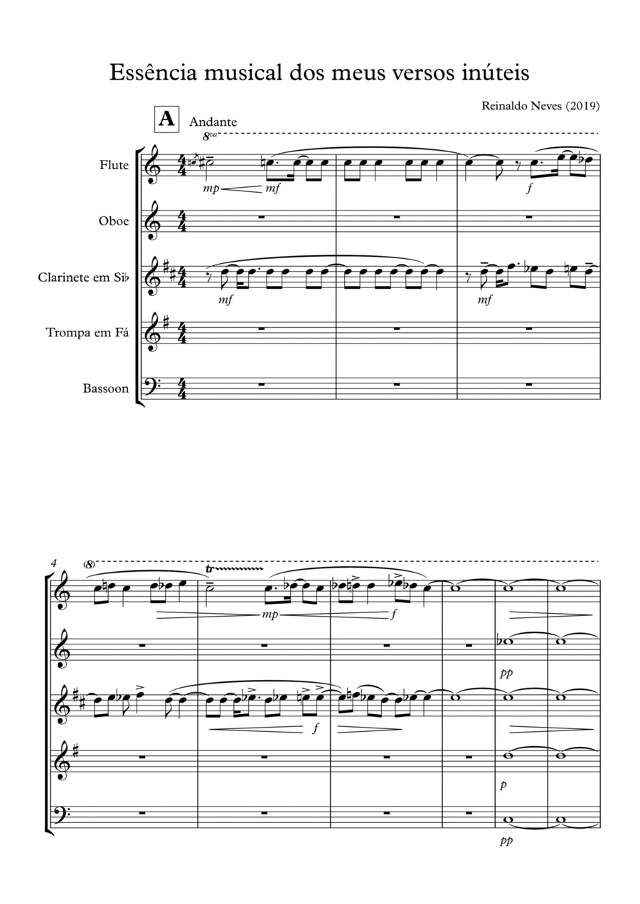 Essência musical dos meus versos inúteis Woodwind Quintet scores gallery preview page 1