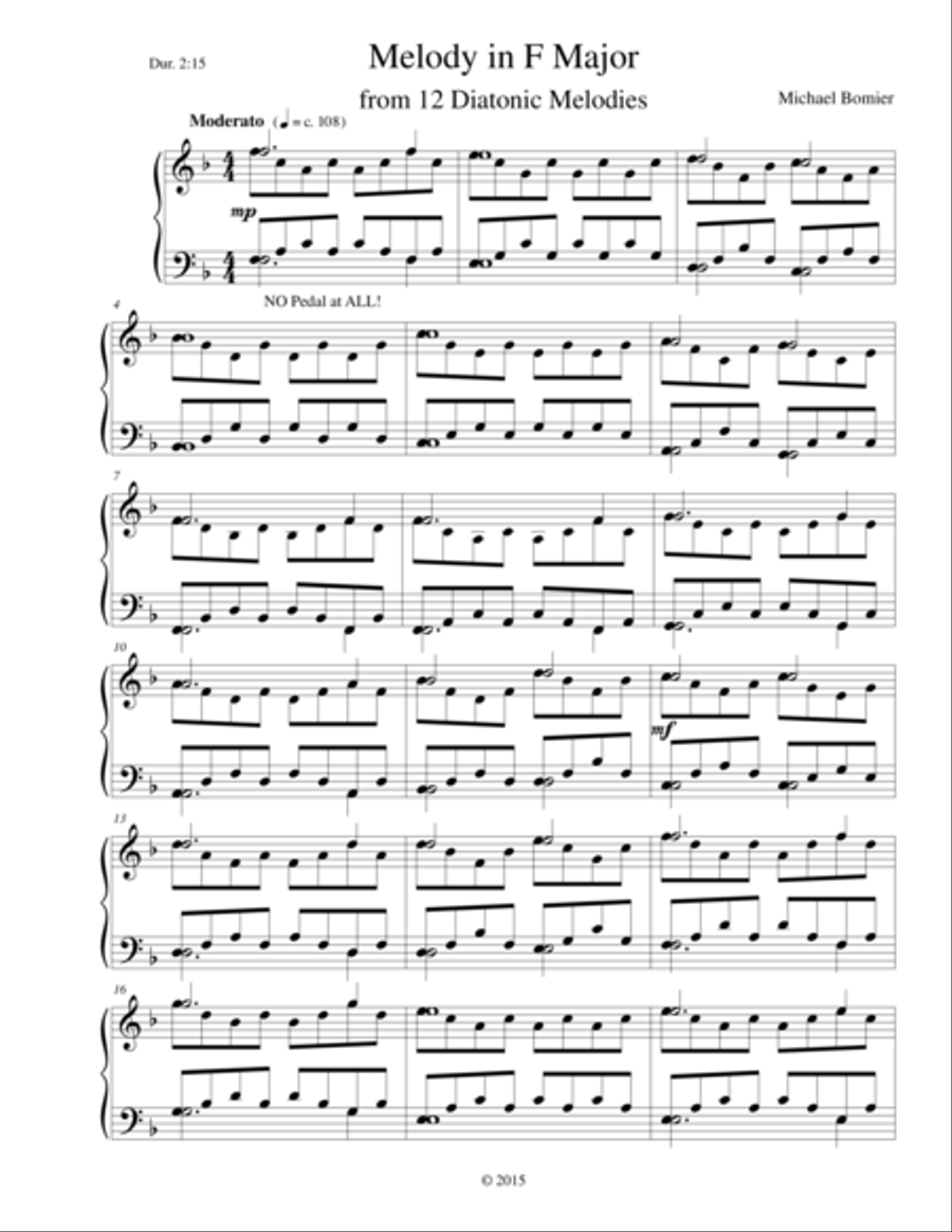 Melody in F, from 12 Diatonic Melodies Piano Method scores gallery preview page 2