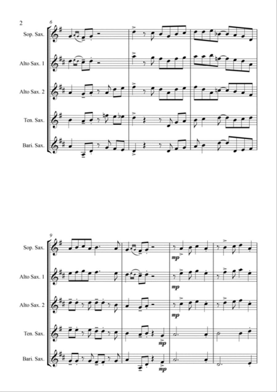 Deck the Halls - Jazz Carol for Saxophone Quartet Saxophone Quartet scores gallery preview page 5