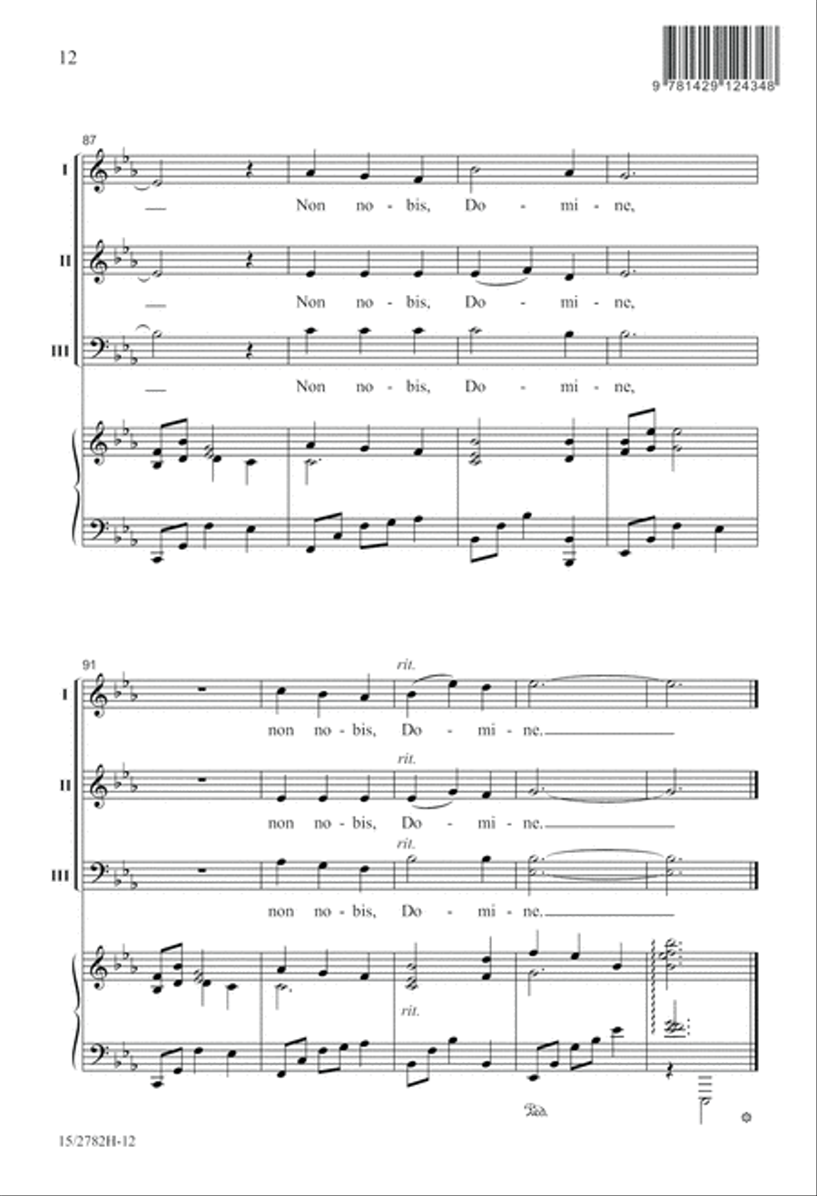 Non Nobis, Domine 3-Part scores gallery preview page 12