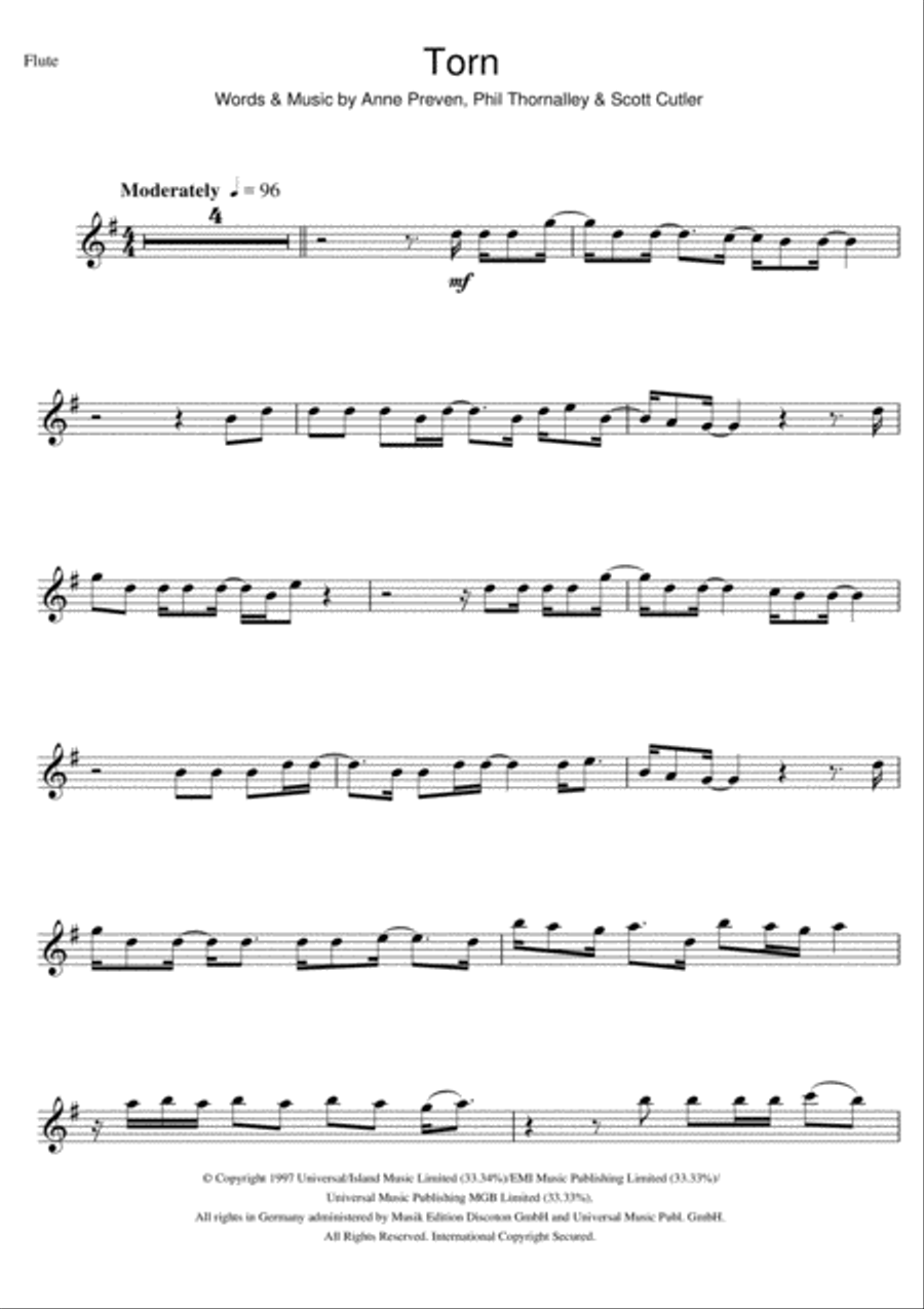Torn Torn Flute Solo scores gallery preview page 1